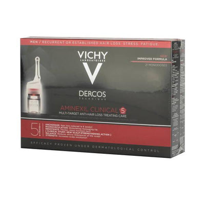 Vichy Dercos Aminexil: Hair Loss Treatment for Men - Strengthens Hair & Reduces Thinning | Hypoallergenic Formula for Se