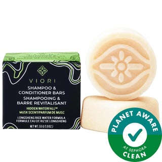 Viori Mini Hidden Waterfall Shampoo & Conditioner Bar Set - Vegan, Cruelty-Free, Moisturizing Hair Care Viori Mini Shampoo & Conditioner Bars - Vegan, Cruelty-Free Hair Care shampoo bar, conditioner bar, vegan hair care, cruelty-free hair products, sustainable hair care, moisturizing hair treatment, repairing hair damage, eco-friendly hair products, hair nourishment, Longsheng Rice Water, Cocoa Butter, Hydrolyzed Rice Protein, pH balanced hair care, recyclable packaging, fine hair, medium hair, thick hair, 