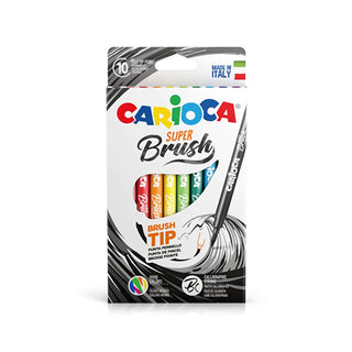 Carioca Super Brush Keçeli Boya Kalemi 10'lu - Washable Ink Brush Pens for Artistic Designs Carioca Super Brush Pens - Washable Ink for Art brush pen, calligraphy pen, washable ink pen, art supplies, Carioca Super Brush, artistic designs, calligraphy, washable ink, soft brush tip, vibrant colors, art materials, crafting tools, educational art supplies
