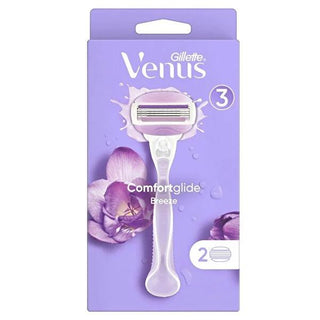 Gillette Venus Comfort Glide Breeze Women's Razor with 2 Replacement Blades - Comfortable Shaving, Scented Gel Bars, Pivoting Head Gillette Venus Comfort Glide Breeze Razor - Smooth Shaving women's razor, comfortable shaving, Gillette Venus, scented gel bars, pivoting head razor, ergonomic handle razor, smooth shaving, shaving solution, women's grooming, personal care