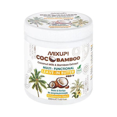 Mixup Butter Cocobamboo Hair Butter: Intense Moisture, Repair & Growth with Coconut Oil, Biotin & Bamboo Extract (6.76 f