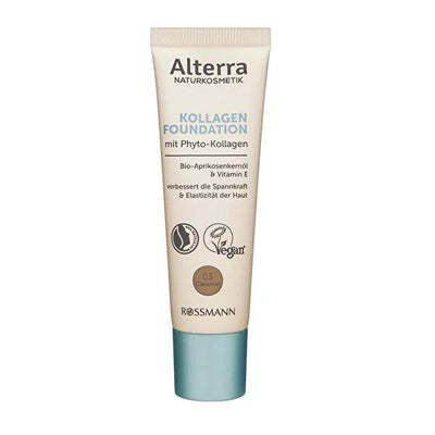Alterra Organic Foundation Makeup - Anti-Aging, Medium Coverage, Natural Finish with Collagen & Q10 - 30ml