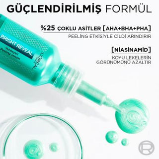 Loreal Paris Bright Reveal: 25% AHA BHA PHA Peeling Serum for Skin Renewal, Brightening, and Pore Minimizing - Gentle Exfoliation at Home Loreal Paris AHA BHA PHA Serum: Brighten & Renew Skin peeling serum, AHA BHA PHA serum, skin renewal serum, exfoliating serum, brightening serum, skin tone serum, pore minimizing serum, Loreal peeling serum, gentle exfoliation for sensitive skin, chemical peel at home, AHA serum, BHA serum, PHA serum, niacinamide, exfoliation, skin brightening, pore reduction, skin textur