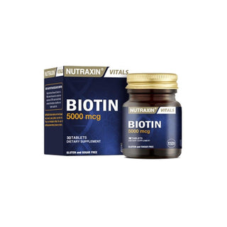 Nutraxin Biotin 5000 mcg Dietary Supplement for Adults - 30 Tablets Nutraxin Biotin 5000 mcg Supplement Biotin Supplement, Dietary Supplement, 5000 mcg Biotin, Adult Health Supplements, Nutritional Supplements, Health and Wellness, Hair Care, Nail Health, Skin Health