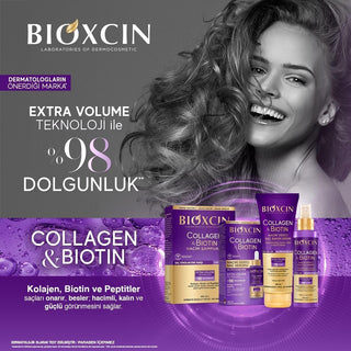 Bioxcin Collagen & Biotin Volume Shampoo - Strengthens & Volumizes Hair, Hypoallergenic, Paraben-Free Bioxcin Collagen & Biotin Shampoo for Volume & Strength Collagen shampoo, Biotin hair care, Volume shampoo, Hypoallergenic hair products, Paraben-free shampoo, Hair volumizer, Hair strengthening shampoo, Dermatologically tested hair care, Natural hair products, Hair loss prevention, Hair growth support, Healthy hair shampoo