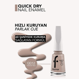 Flormar Quick Dry Nail Polish - QD12 Everyday Trick Nude Pink - 60 Second Fast Drying, High Pigment, Long Lasting Manicure Flormar Quick Dry Nail Polish - Fast Drying, High Pigment | Shop Now quick dry nail polish, fast drying nail polish, highly pigmented nail polish, long lasting nail polish, Flormar nail polish, nail polish, manicure, nail color, QD12 Everyday Trick, nude pink nail polish, nail care, beauty, cosmetics, fast dry, quick manicure, long-lasting, chip-resistant, vibrant color, glossy finish, 