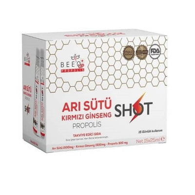 BEE'O Up Propolis Shot 15x25 ml - Natural Immune System Support Supplement with Royal Jelly & Red Ginseng