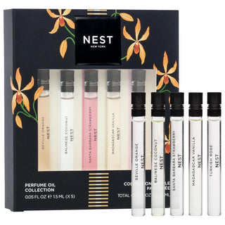 NEST New York Mini Perfume Oil Vial Discovery Set - Luxurious Fragrance Gift Set with 5 Nourishing Scents NEST New York Perfume Oil Discovery Set - 5 Luxurious Scents perfume oil set, fragrance discovery set, luxurious perfume oils, nourishing skincare fragrance, single note perfume oils, gift sets, fragrance gifts, skincare fragrance, unique fragrances, NEST New York, perfume discovery set, luxury fragrance, scented gift sets, skincare gifts