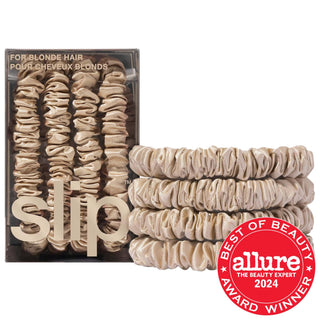 Slip Slipsilk Skinny Scrunchies - 4 Pack Silk Hair Accessories Anti-Crease Gentle Hair Ties Slip Slipsilk Skinny Scrunchies - Silk Hair Accessories silk scrunchies, hair accessories, anti-crease hair ties, mulberry silk hair products, gentle hair care, hair ties, scrunchies, Slip products, hair care, beauty accessories, gifts for her, hair protection