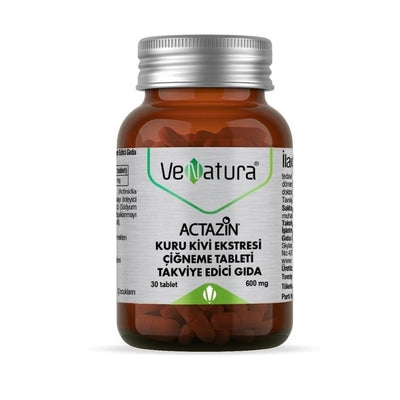 VeNatura Actazin Kuru Kivi Extract Supplement - 30 Chewable Tablets for Digestive Health Support