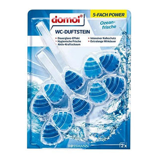 Domol Ocean Fresh Toilet Block - 5x Cleaning Power, Long-Lasting Freshness, Toilet Hygiene Solution Domol Ocean Fresh Toilet Block - 5x Cleaning Power Toilet freshener, Toilet block, Ocean fresh scent, Toilet hygiene, Limescale prevention, Bathroom freshness, Cleaning solution, Toilet cleaning, Freshness, Hygiene products, Bathroom cleaning, Toilet care