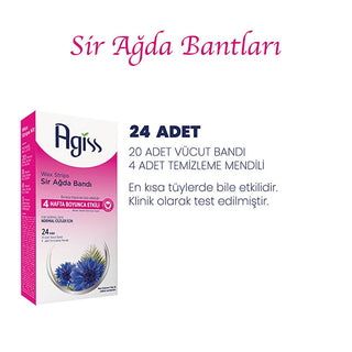 agiss hair removal wax strips, close up of agiss wax strips for body, agiss waxing strips with cleansing wipes Agiss Hair Removal Wax Strips for Legs & Body - Peeling and Moisturizing Formula for Normal Skin | 24 Count Agiss Hair Removal Wax Strips for Body | 24 Strips agiss, hair-removal, wax-strips, body-care, beauty-products, skincare, women, normal-skin, peeling-effect, ai-generated