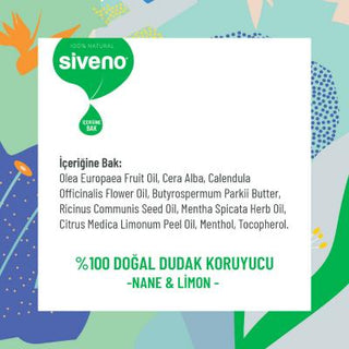 Siveno Natural Lip Balm with Mint & Lemon - Cruelty-Free, Organic Lip Care Siveno Natural Lip Balm - Mint & Lemon Natural Lip Balm, Organic Lip Care, Cruelty-free Cosmetics, Mint and Lemon Lip Balm, Shea Butter Lip Care, Lip Moisturizer, Chemical-Free Lip Care, Natural Cosmetics, Lip Protection, Ethical Beauty Products