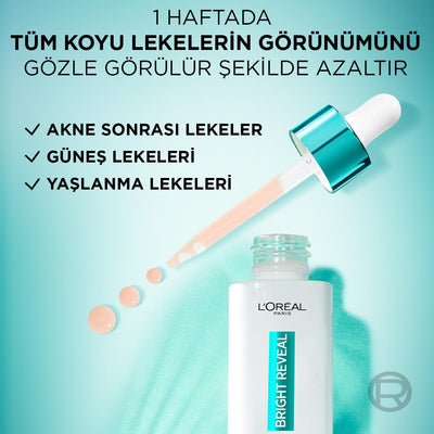 L'Oreal Paris Bright Reveal Dark Spot Correcting Niacinamide Serum: Fade Acne Marks, Sun Spots & Age Spots for Radiant S