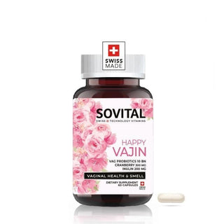 Sovital Happy Vajin: Cranberry Probiotic Capsules for Women's Vaginal & UTI Health - Support Vaginal Flora, Prevent UTIs, & Boost Immunity Sovital Happy Vajin: Cranberry Probiotic for UTI & Vaginal Health vaginal health supplement, cranberry probiotic capsules, UTI prevention supplement, probiotic supplement for women, inulin probiotic, Sovital Happy Vajin, women's health supplements, vaginal flora support, women's health, vaginal health, UTI prevention, probiotics, cranberry extract, inulin, vitamin C, die