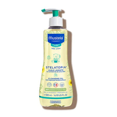 Mustela Stelatopia Baby Cleansing Oil: Gently Cleanse & Hydrate Sensitive, Eczema-Prone Skin - Natural Wash for Infants 