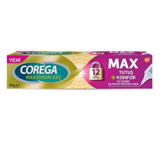 Corega MAX Denture Adhesive Cream for Secure Fit and Comfort - 40g Corega MAX Denture Adhesive Cream for Comfort & Security denture adhesive cream, Corega MAX, secure denture fit, comfort-enhancing denture adhesive, denture care products, denture stability, oral comfort, gum protection, trusted denture care brand, 40g denture adhesive