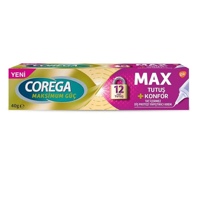 Corega MAX Denture Adhesive Cream for Secure Fit and Comfort - 40g