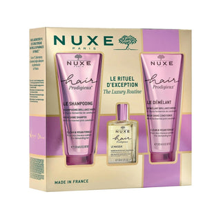 Nuxe Hair Prodigieux 3-Piece Hair Care Set - Complete Hair Care Routine with Nuxe Prodigieux Products Nuxe Hair Prodigieux 3-Piece Hair Care Set Nuxe Hair Prodigieux, Hair Care Set, 3-piece hair care set, Nuxe hair products, hair care routine set, hair care, Nuxe, Prodigieux, hair nourishment, hair protection, comprehensive hair care
