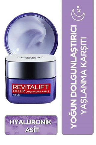 L'Oreal Paris Revitalift Filler Intensive Plumping Anti-Aging Night Cream 50ml - Hyaluronic Acid