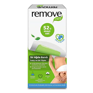 Remove Care Wax Strips for Hair Removal - 52 Piece Maxi Set for Sensitive Skin, Dermatologically Tested Remove Care Wax Strips - 52 Piece Maxi Set hair removal wax strips, at-home waxing, dermatologically tested wax, wax for sensitive skin, multi-size wax strips, Remove Care, waxing kit, personal care, beauty products, hair removal solution, sensitive skin care