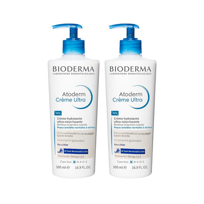 Bioderma Atoderm Moisturizing Cream (500ml x 2) - Hydrates Dry, Sensitive Skin, Hypoallergenic Face & Body Cream, Large 
