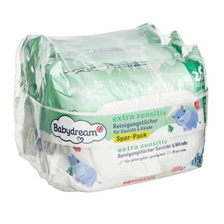 Babydream Extra Sensitive Baby Wipes for Face & Hand - Dermatologically Tested, Gentle Cleansing, 100 Count (25x4) Babydream Baby Wipes: Gentle & Sensitive Skin Cleansing baby wipes, sensitive skin wipes, face and hand wipes, dermatologically tested wipes, hypoallergenic baby wipes, gentle baby wipes, baby cleansing wipes, infant wipes, alcohol-free baby wipes, fragrance-free baby wipes, baby care, skincare, cleansing, moisturizing, gentle, sensitive skin, infants, babies, new parents, diaper changes, mealt