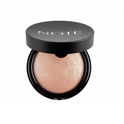 Note Baked Highlighter Powder - Stardust 01: Radiant Shimmering Face Powder with Macadamia Oil for a Hydrated, Glowy Ski