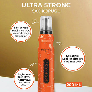 Morfose Ultra Strong Hair Styling Mousse - 6.76 fl oz - Strong Hold, Multivitamin Enriched, Non-Residue Formula Morfose Ultra Strong Hair Mousse - Strong Hold & Nourishing Hair styling mousse, Strong hold hair product, Multivitamin hair care, Non-residue hair styling, Daily hair styling product, Hair care, Styling products, Hair mousse, Morfose hair products, Hair styling, Multivitamin enriched, Non-residue formula, Daily use hair products