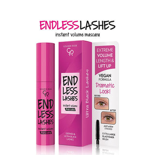 Golden Rose Endless Lashes Mascara - Vegan, Volumizing, Lengthening, Ultra-Black Cosmetic Golden Rose Vegan Mascara for Volume & Length vegan mascara, volumizing mascara, lengthening mascara, ultra-black mascara, cosmetic product, cruelty-free, plant-based beauty, lash enhancement, eye makeup, beauty essentials, Golden Rose, endless lashes
