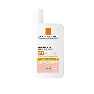 la roche posay uvmune fluid tinted sunscreen spf50+, la roche posay tinted sunscreen bottle 50 ml, close-up of la roche posay uvmune fluid La Roche Posay Anthelios UVmune Fluid Tinted SPF50+ | 1.7 fl oz La Roche Posay Anthelios UVmune Fluid SPF50+ Tinted la-roche-posay, sunscreen, spf50, tinted-sunscreen, hypoallergenic, water-resistant, facial-sunscreen, sensitive-skin, ai-generated, skin-protection