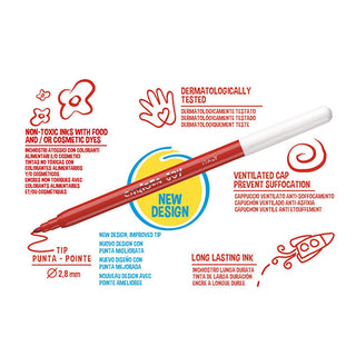 Carioca Joy Washable Markers 36-Pack - Vibrant, Easy-Clean Art Supplies for Kids Carioca Joy Washable Markers 36-Pack - Easy Clean Art washable markers, children's art supplies, Carioca Joy, washable felt tip pens, Italy made art supplies, art supplies, kids' coloring tools, bulk art supplies, safe art materials, creative toys, educational supplies
