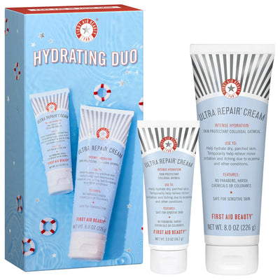 First Aid Beauty Ultra Repair Cream Hydrating Duo Kit: Jumbo & Travel Size for Dry, Eczema-Prone Skin - Vegan & Cruelty-
