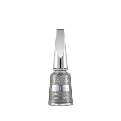 Flormar Glitter Nail Enamel Holographic Silver - Long-Lasting Glitter Nail Polish for Nail Art Designs