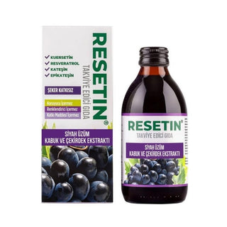 Resetin Grape Extract Supplement 250ml - Antioxidant Rich Liquid for Health & Wellness Resetin Grape Extract Supplement - Antioxidant Rich Liquid Grape extract supplement, Antioxidant rich dietary supplement, Liquid grape seed extract, Cabernet Sauvignon grape supplement, Merlot grape skin extract, Health supplements, Natural antioxidants, Dietary support, Wellness products, Antioxidant supplements, Grape seed benefits, Polyphenol rich supplements