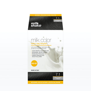 milk_shake Milk Color Eko Permanent Hair Dye Set - Long-Lasting Nourishing Hair Color with Milk Proteins, Sunflower Oil & Honey milk_shake Long-Lasting Nourishing Hair Dye - 7.1 Kumral Kullu hair dye, permanent hair color, nourishing hair dye, milk shake hair color, long-lasting hair color, hair coloring kit, at-home hair dye, hair care, beauty products, cosmetics