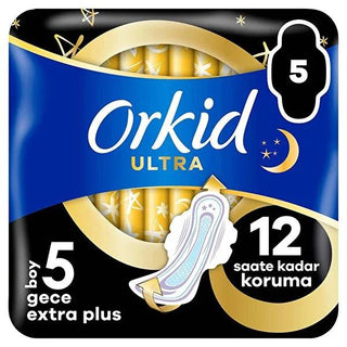 Orkid Ultra Extra Plus Night Pads: Maximum Leak & Period Protection, Dermatologically Tested Feminine Hygiene, 5-Count Orkid Ultra Night Pads: Max Leak Protection & Comfort hygienic pads, feminine hygiene, menstrual pads, ultra pads, night pads, leak protection, period protection, absorbent pads, sanitary pads, extra plus pads, feminine care, women's health, menstruation, dryness, comfort, odor control, dermatologically tested, sensitive skin, overnight protection, daily protection, pad, sanitary napkin, fe