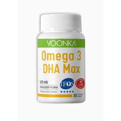 Voonka Omega 3 DHA Max 1275 mg - High Strength Fish Oil Capsules for Heart, Brain & Eye Health Support - 30 Softgels