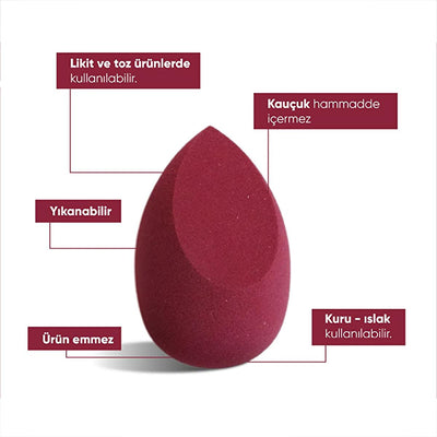 Görkito Makeup Sponge - Bordo, Beauty Blender for Flawless Makeup Application