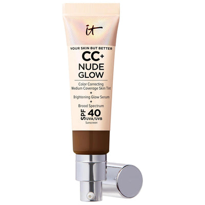CC+ Nude Glow Lightweight Foundation + Glow Serum with SPF 40 and Niacinamide - Medium Coverage, Hydrating, Clean Beauty