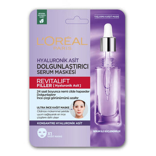 Loreal Paris Revitalift: Hyaluronic Acid Serum Mask - Intense Hydration & Fine Line Reduction - Plumping & Anti-Aging Face Treatment Loreal Hyaluronic Acid Mask: Hydrate & Reduce Fine Lines hyaluronic acid mask, serum mask, anti-aging mask, hydrating face mask, plumping face mask, fine line reduction, Loreal Revitalift, sheet mask for dry skin, skin hydration treatment, facial serum mask, hyaluronic acid, intense hydration, dry skin, dehydrated skin, at-home facial treatment, skin elasticity, skin radiance,