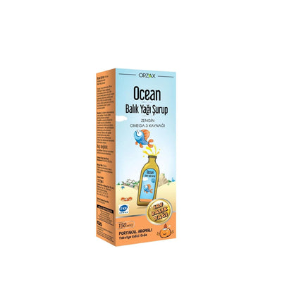 Orzax Ocean Omega3 Orange Flavored Dietary Supplement Syrup for Kids and Adults - 5.07 fl oz