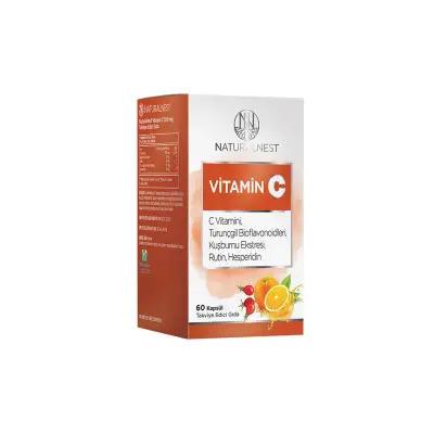 Naturalnest Vitamin C Supplement - High Dose Immune Support, Vegetarian & Natural - 60 Capsules