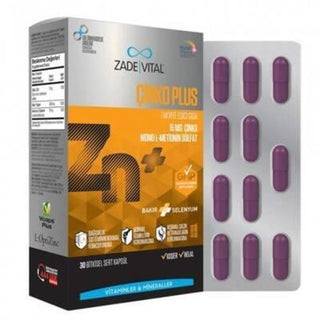 Zade Vital Çinko Plus 30 Capsules - Zinc, Copper & Selenium Supplement for Immune System Support