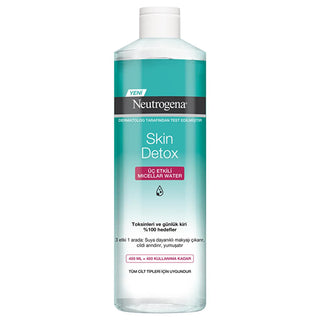 Neutrogena Skin Detox Micellar Cleansing Water - Gentle Makeup Remover, Deep Pore Cleanse, Radiance, Removes Waterproof Mascara - 400 ml Neutrogena Micellar Water: Gentle Makeup Remover & Pore Cleanser Micellar cleansing water, Makeup remover, Skin detox, Gentle cleanser, Waterproof mascara remover, Pore cleansing micellar water, Neutrogena micellar water, Skin radiance cleanser, Deep cleansing water, Non-comedogenic cleanser, Micellar water, Cleansing water, Makeup removal, Pore cleansing, Skin radiance, S
