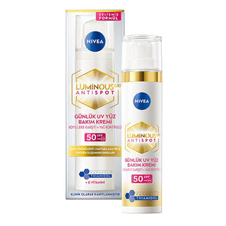 Nivea Luminous630 Dark Spot Reduction Face Cream - SPF50, Hyaluronic Acid - Brightening, Anti-Aging, & Sun Protection - 1.35 fl oz Nivea Luminous630: Dark Spot Cream & SPF50 | Brighter Skin Nivea Luminous630, dark spot cream, hyperpigmentation treatment, SPF50 face cream, anti-dark spot face cream, skin brightening cream, face cream for sensitive skin, Thiamidol cream, sun protection face cream, skin tone evening cream, facial cream, dark spot remover, hyperpigmentation, sun protection, anti-aging, skincare
