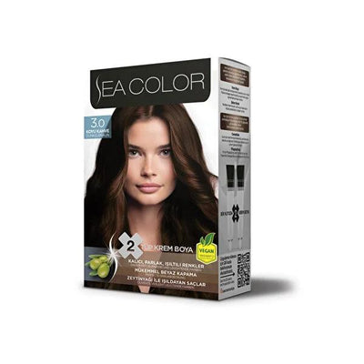 Sea Color: Koyu Kahve Dark Brown Hair Dye - Permanent, Vibrant, Shiny Color & 100% Gray Coverage for Stunning, Long-Last