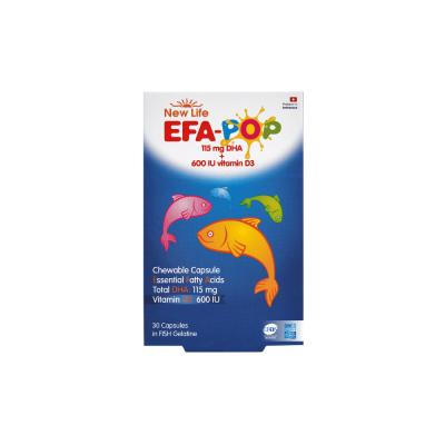 New Life Efa-Pop Omega-3 Supplement for Kids: Chewable Fish Oil Capsules with Vitamin D for Brain Health & Strong Bones 
