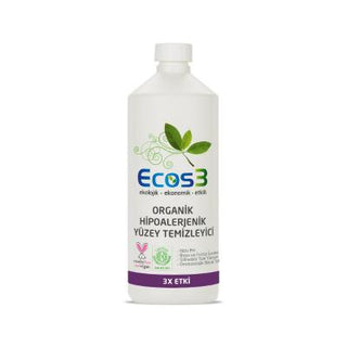 ecos3 hypoallergenic surface cleaner bottle, eco-friendly surface cleaner in use, organic cleaning product for homes Ecos3 Hypoallergenic Surface Cleaner - Organic Formula | 33.8 fl oz Ecos3 Hypoallergenic Surface Cleaner - 33.8 fl oz eco-friendly, hypoallergenic, surface-cleaner, organic-cleaner, pet-safe, child-safe, cleaning-solution, environmentally-friendly, household-cleaner, ai-generated