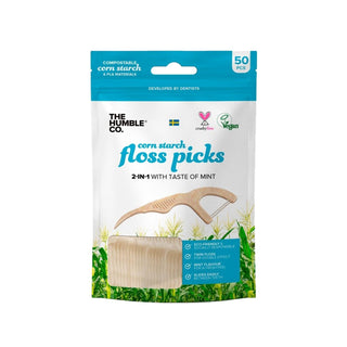 The Humble Co Mint Flavored Dental Floss with Toothpicks - 50 Pieces for Effective Interdental Cleaning and Fresh Breath Mint Flavored Dental Floss with Toothpicks - The Humble Co dental floss, mint flavored floss, interdental cleaning, oral hygiene products, toothpicks with floss, oral care, dental care, health and personal care, hygiene products, mint flavor, fresh breath, easy to use, travel hygiene, natural oral care